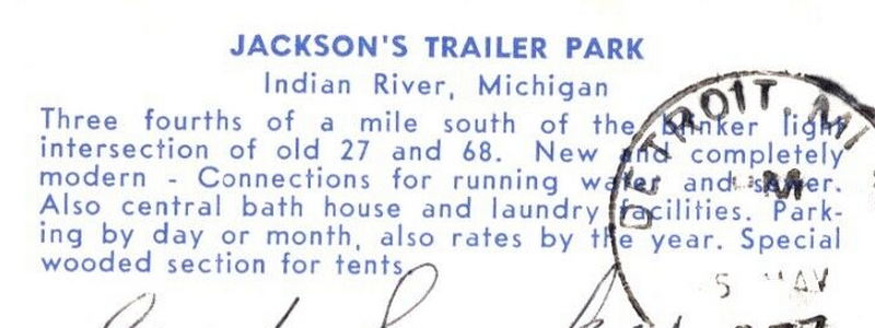 Indian River Mobile Home Park (Jacksons Trailer Park) - Vintage Postcard (newer photo)